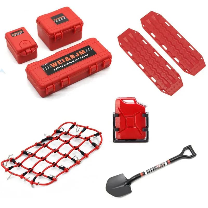 Simulazione Scala di sabbia Scatola di immagazzinaggio Bagagli Net Pala Serbatoio carburante Decorazione per Axial SCX10 Traxxas TRX4 1/10 RC Crawler Car