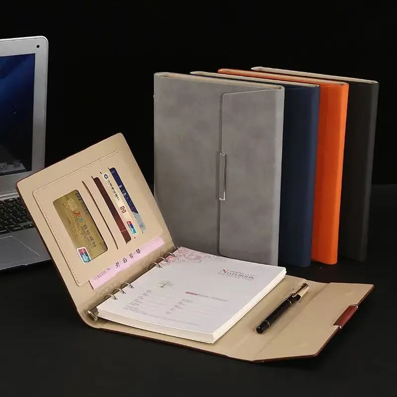 Raccoglitore A5 ricaricabile Planner Diario in ecopelle con portapenne per carte Diario esterno Planner Agenda Regalo di compleanno fai da te
