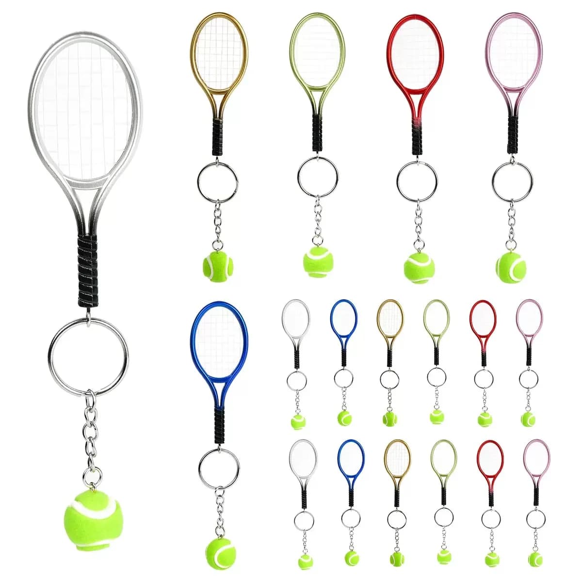 Portachiavi mini racchetta da tennis Portachiavi sportivo in lega Regalo carino per i giocatori Fan Donne Uomini Bambini - Accessorio tascabile durevole
