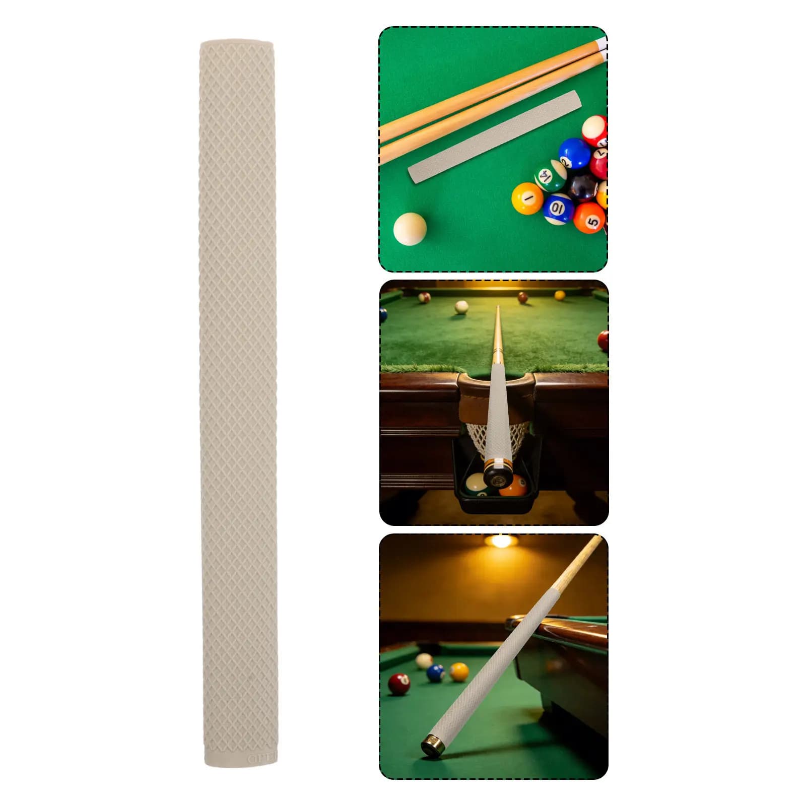 Guaina Protettiva Antiscivolo in Silicone Bianco per Impugnatura Stecca da Biliardo, Snooker e Canna da Pesca - Accessorio Anti-Sudore