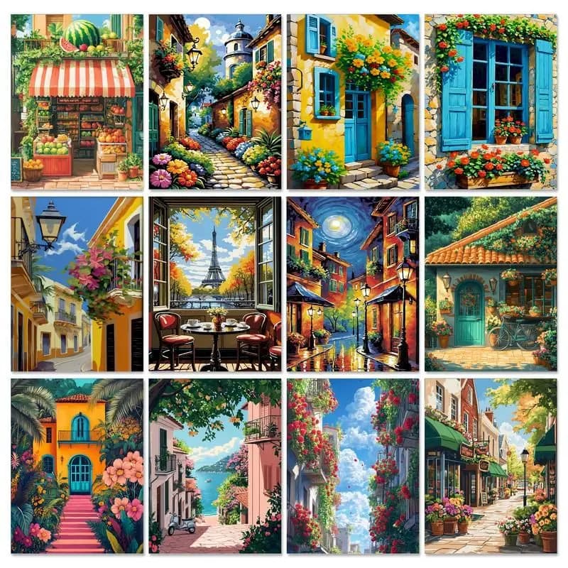 1pc frameless DIY oil Painting By Numbers Kits Scenery abstract paint by numbers Craft Kits House Picture On Canvas For Wall Art
