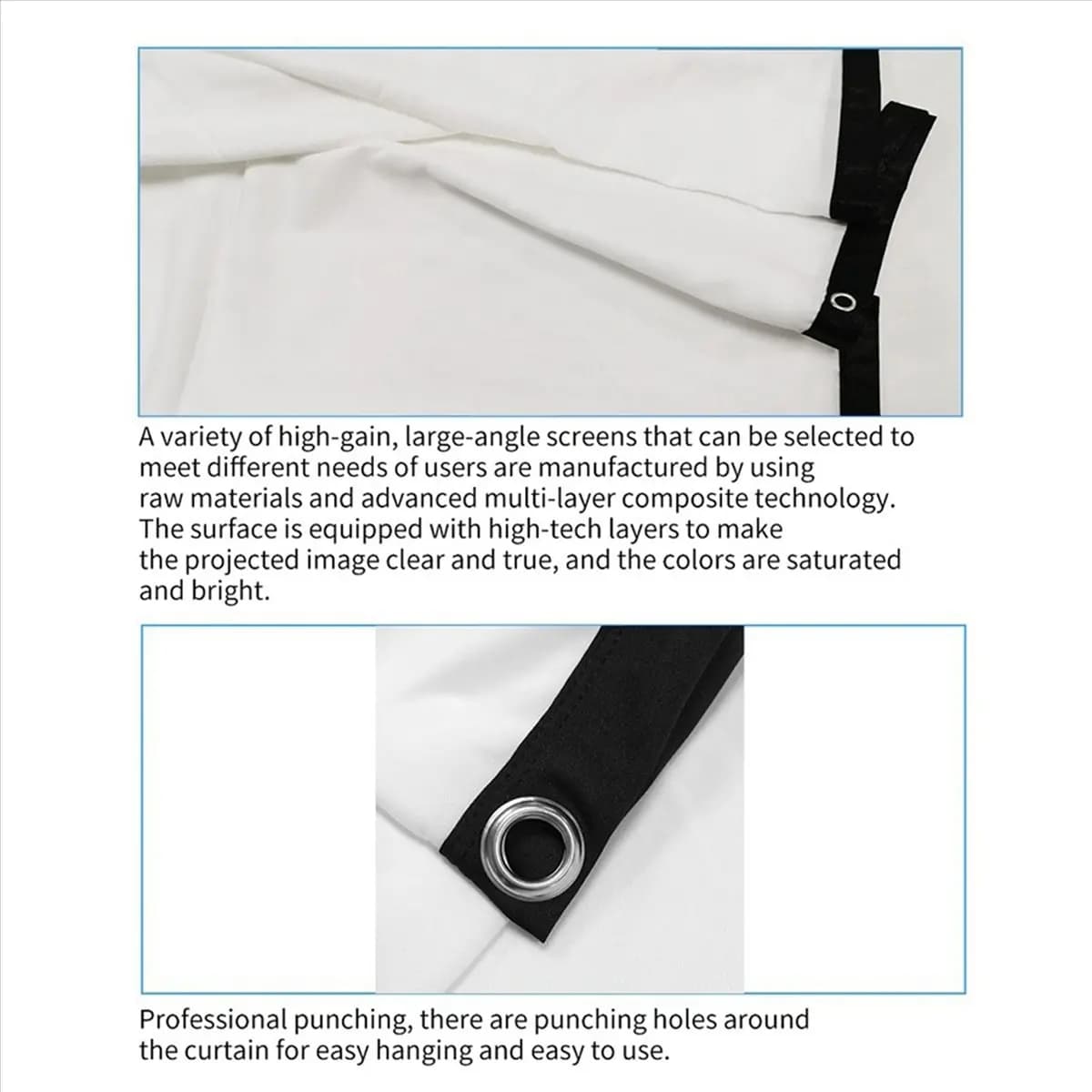 N15R NEW-Portable Projector Screen for Home Theater Outdoor HD White Foldable Anti-Crease (100Inch)
