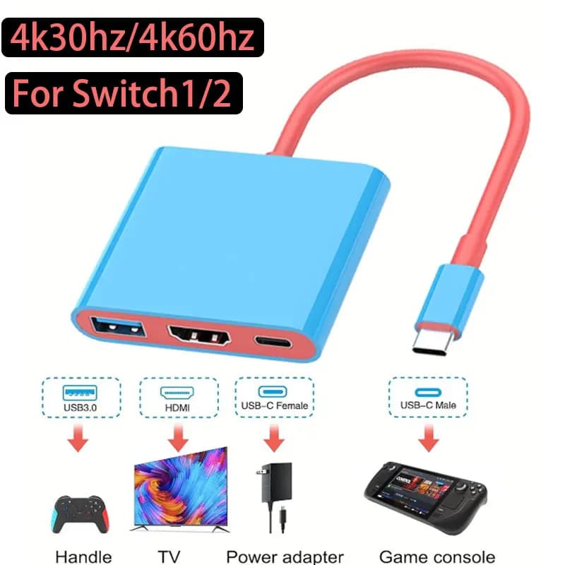 3 IN 1 4k/60hz 4k/30hz portable for Nintendo Switch 1/2 Docking Station Hub TYPE-C with HDMI charging 100W PD and USB 3.0 ports