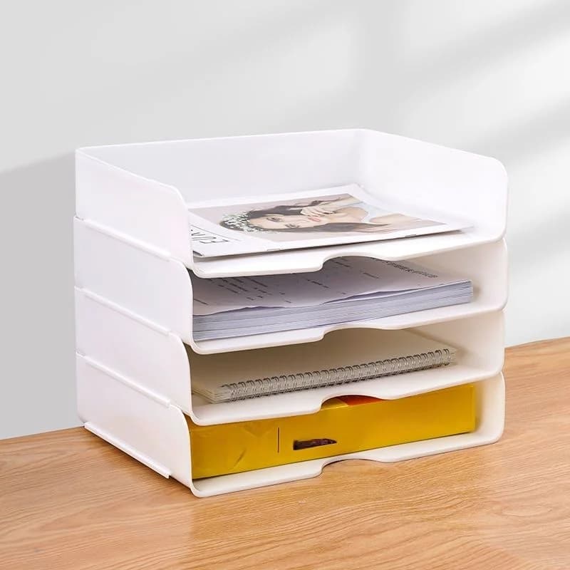 Portadocumenti ad angolo pigro Portadocumenti da ufficio desktop Organizzatore da scrivania Rack di stoccaggio Forniture per ufficio Portadocumenti a quattro strati