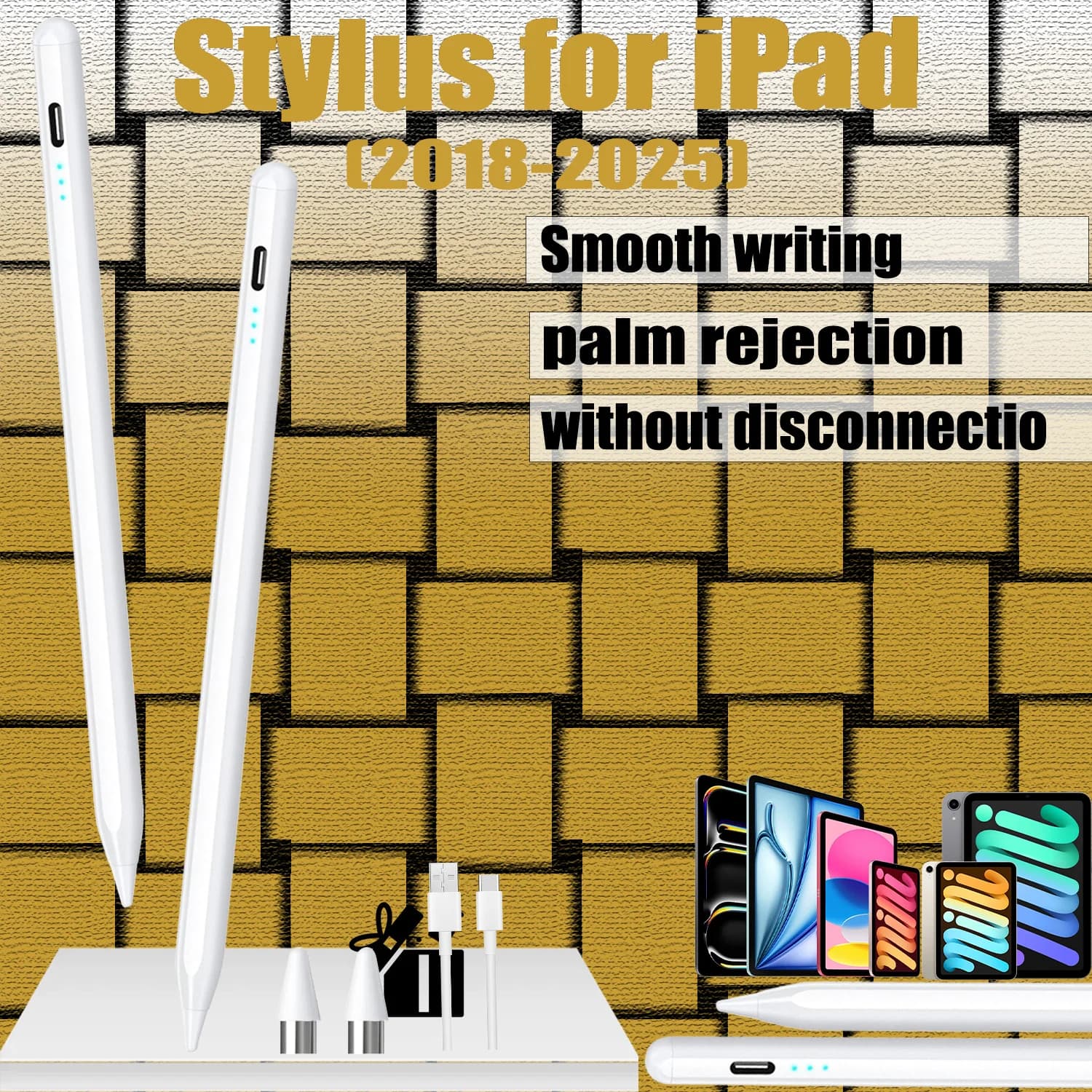 Penna Stilo Magnetica per iPad 2018-2026, Ricarica Rapida, Lunga Durata, Rilevamento del Palmo, Chiusura Laterale, Compatibile con iPad Pro/Air/Mini/10th