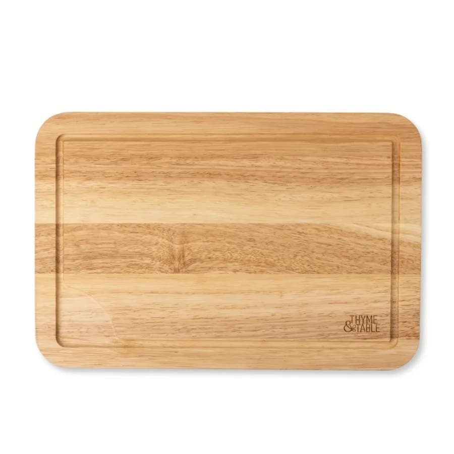 Thyme and Table Large 12" x18" Rubberwood Cutting Board with L-Shaped Anti-Slip Feet