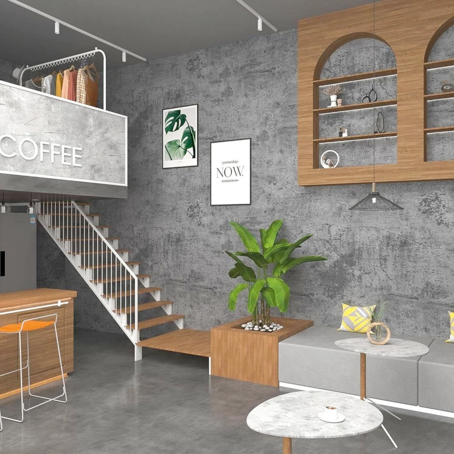 Carta da Parati Industriale in PVC Grigio Cemento, Decorazione per Negozi di Abbigliamento e Soggiorni, Adesivo Vinilico Autoadesivo Impermeabile per Pareti