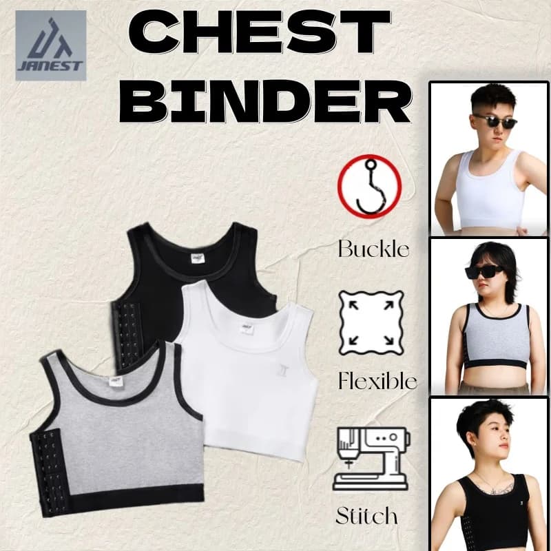 Bandage Chest Binder Adjustable Side Buckle Breast Buckle 3 Row Hooks Flat Trans Binder Tomboy Corset FTM Cosplay Sports Bra