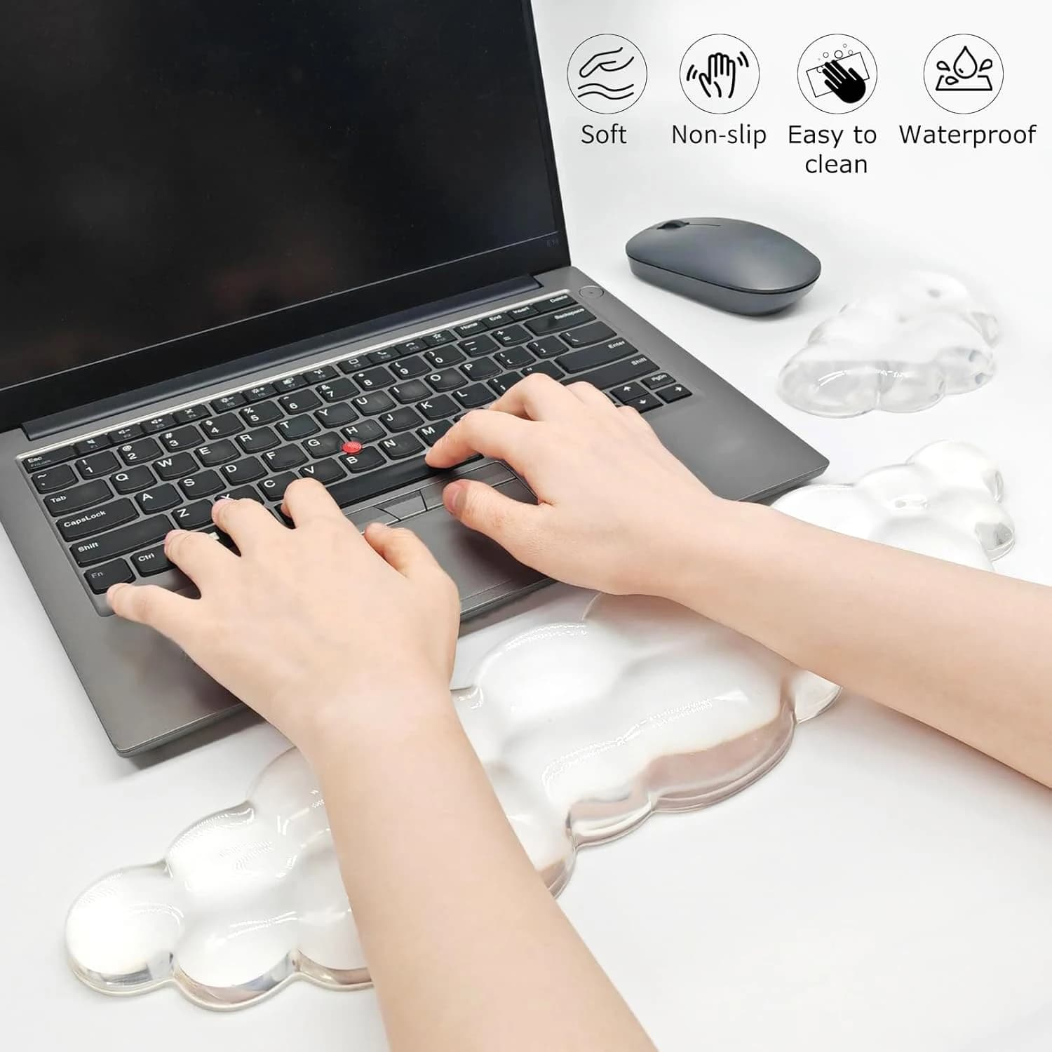Poggiapolsi per tastiera e mouse Cloud Poggiapolsi Cloud Supporto ergonomico per tastiera e tappetino per mouse per alleviare il dolore Computer da ufficio Laptop