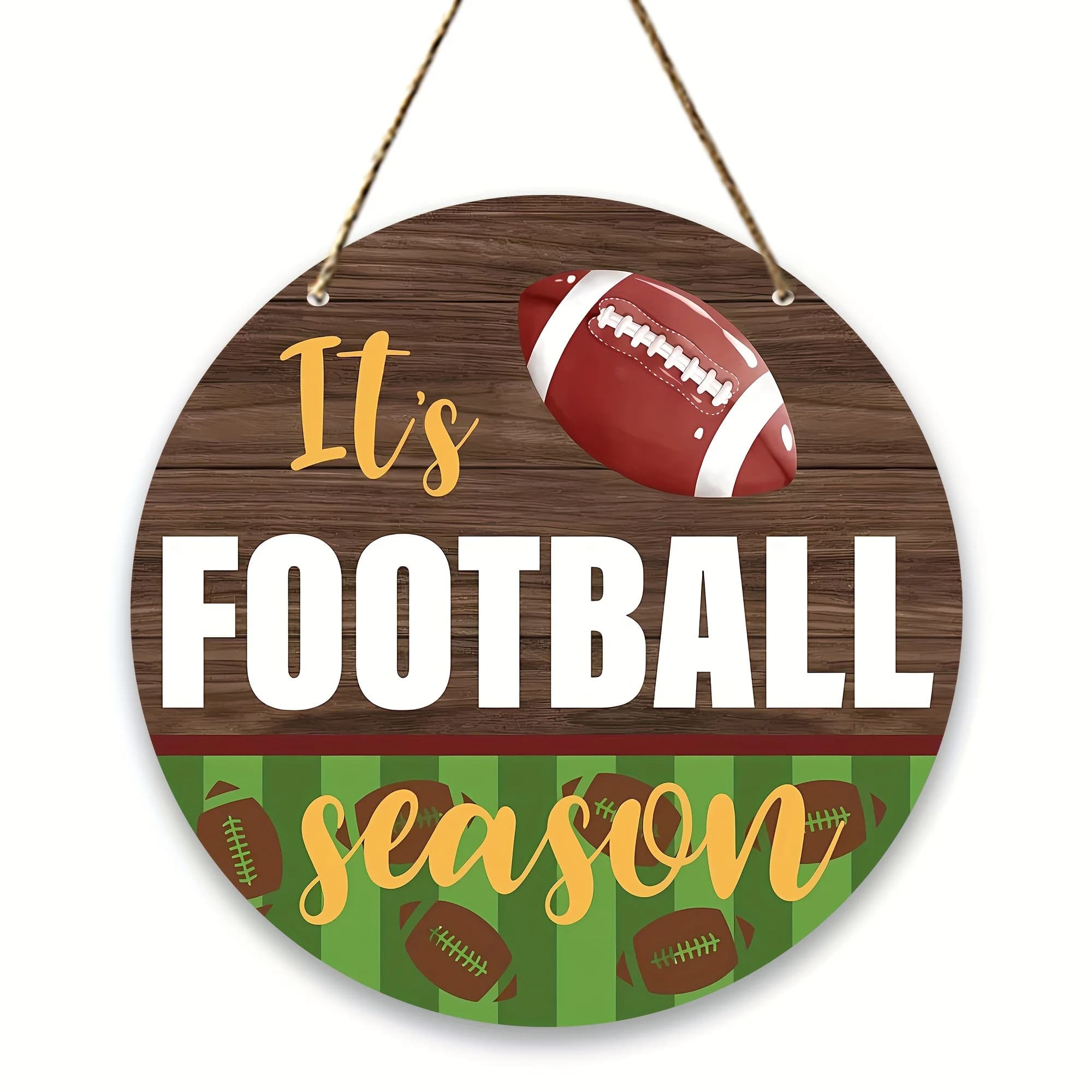 1 Piece Christmas Decoration in Rugby Ball Shape Wood - 20 cm - for Holiday Decorations to Hang