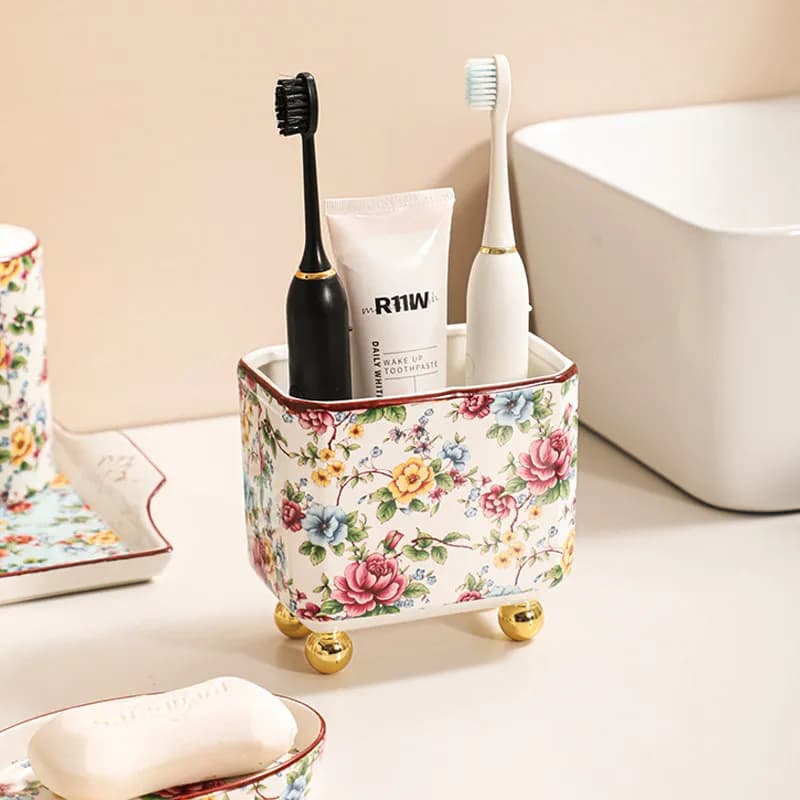 Scatola portaoggetti in ceramica, porta pettini da scrivania, porta pennelli per il trucco, porta spazzolini da denti, accessori da bagno in ceramica, decorazioni artistiche per la casa