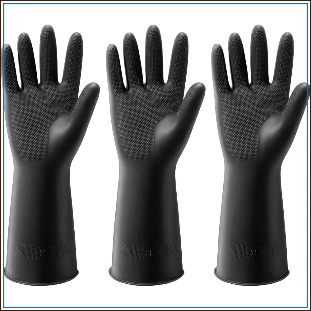 3 Pairs Dishwashing Gloves, Reusable Latex Cleaning Gloves for Housework Kitchen Bathroom, Durable Flexible Anti-slip, Easy On & Off, Extra Large, Black