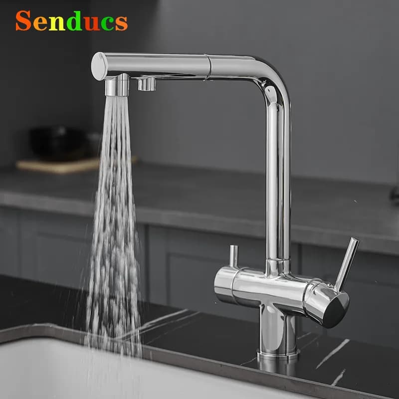 Kitchen Faucets with 3-way extractable filter Kitchen Faucet Mixer Faucet for quality brass hot kitchen sink Faucet with extractable filter for pure chrome water