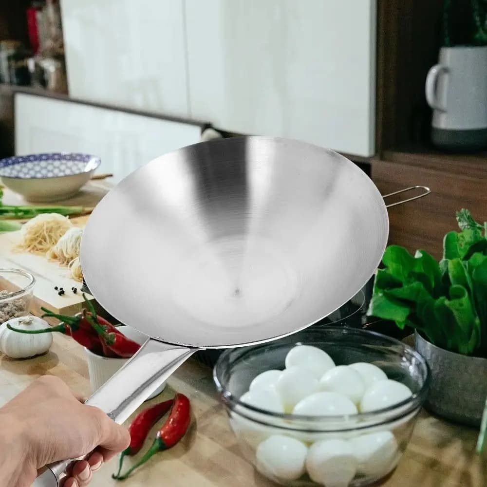 Wok kitchen pots for frying stainless steel Anti-corrosion pan in Chinese style Mixer for water thickened Restaurant