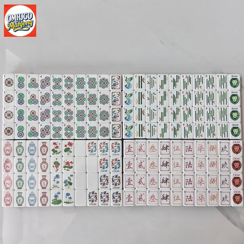 Luxury Wood Grain American Mahjong Tiles 160 Acrylic Tiles Engraved Mah Jongg Set for Indoor Family Game Night Table Activities