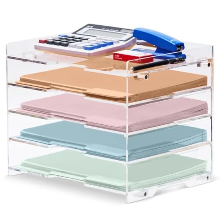 Organizzatore di documenti in acrilico trasparente per scrivania, porta lettere, accessori per ufficio e scuola, organizer da scrivania