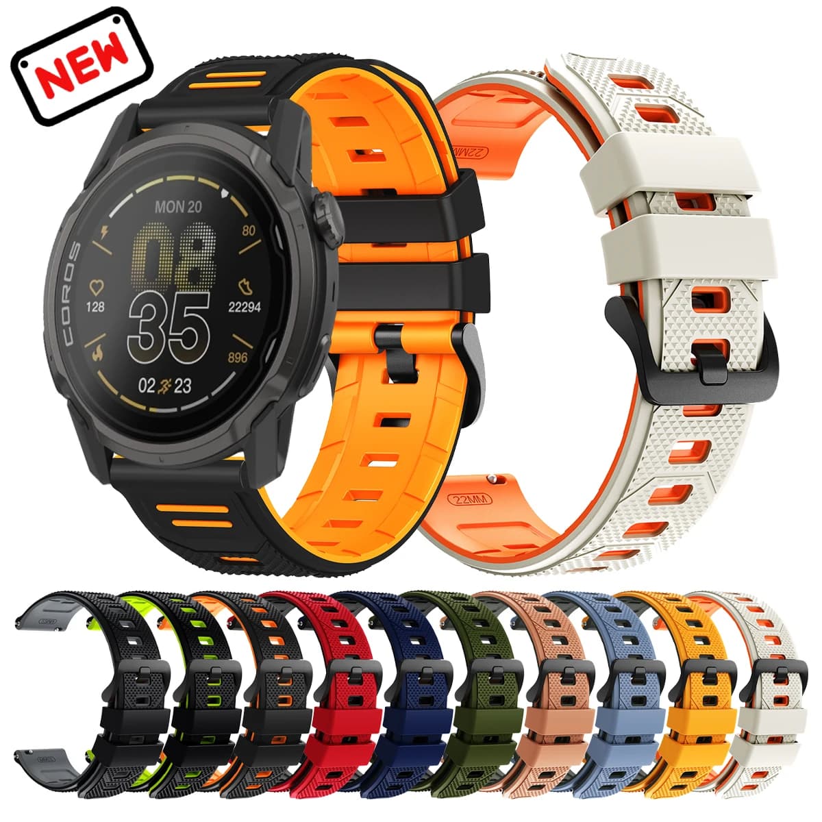 Cinturino sportivo per COROS APEX 4-42mm/APEX 2 Pro Cinturino in morbido silicone per COROS PACE 4 3/APEX pro 46mm Bracciale 22mm Accessori