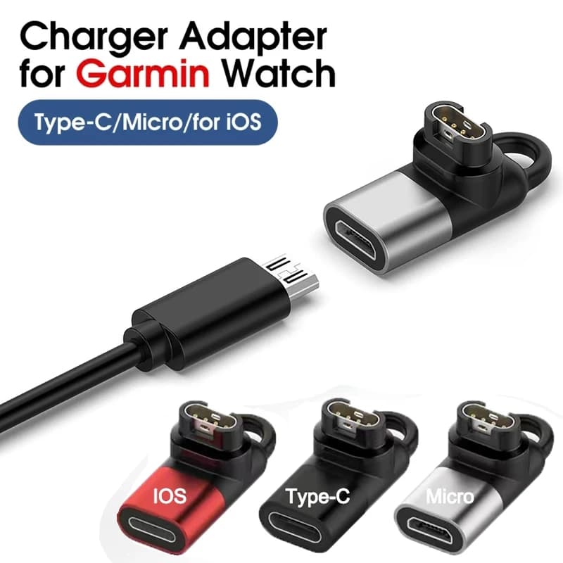 Adattatore per caricabatterie tipo C/IOS/convertitore Micro USB per Garmin Fenix 7 7x5s 6 6X 6S 5 Venu 2 2S SQ Forerunners 45 spina per caricabatterie da 245M