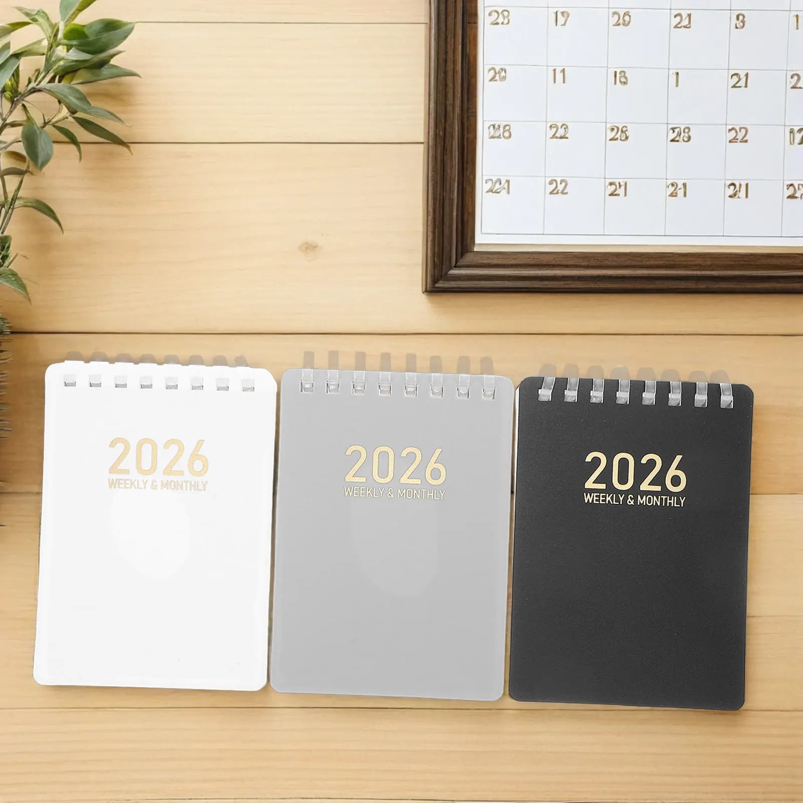 Set di 3 Agende Tascabili a Spirale 2026, Copertina Compatta e Robusta, Layout Annuale, Organizer Non Datato per Lavoro, Scuola e Uso Personale