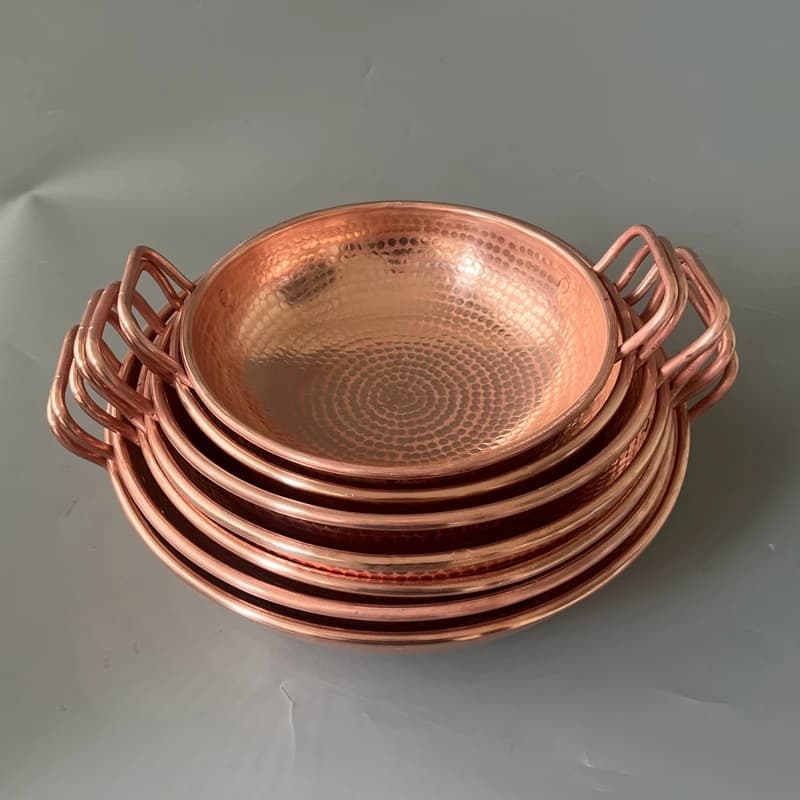 Hand-Forged Thickened Pure Copper Dual Handle Wok Multi Function Stir Fry Hot Pot Stew Cooking Pan