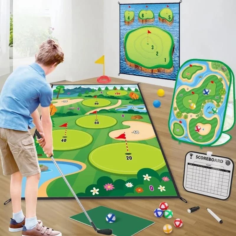 Modello Cuscinetti adesivi personalizzati Giochi di scheggiatura di golf Palline e mazze da allenamento per interni