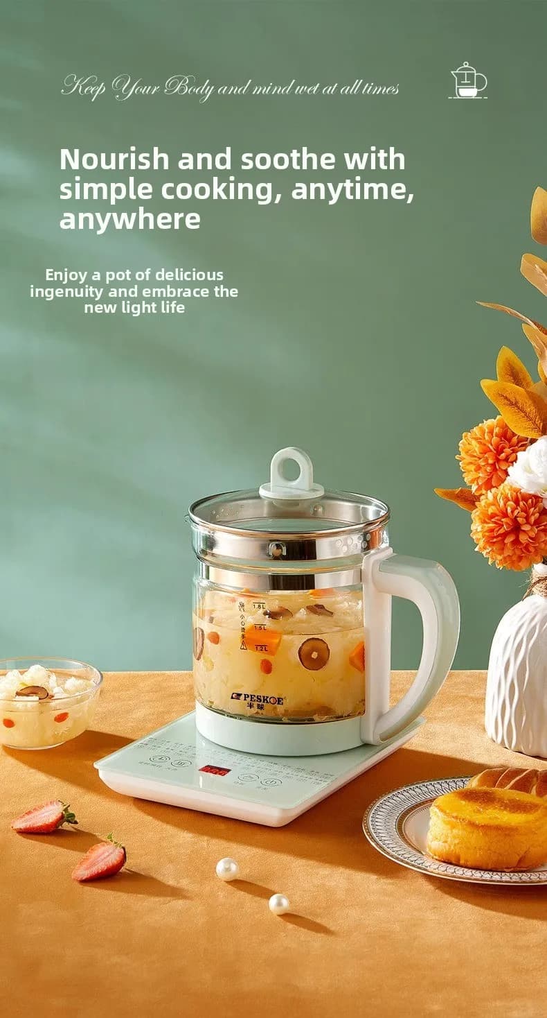 220V Hemispheric Electric Kettle Multifunctional Glass Teapot for Home Office Boiling Water Flower Tea Maker LYH