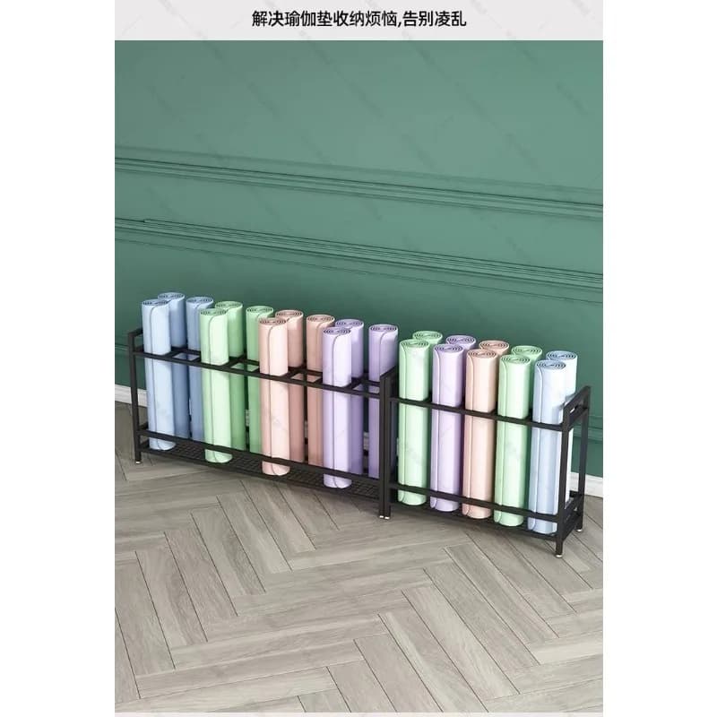 Rack for Storage and Organizing Mats, Foam Massage Roller, Pilates Organizer, Floor Fitness Equipment Display