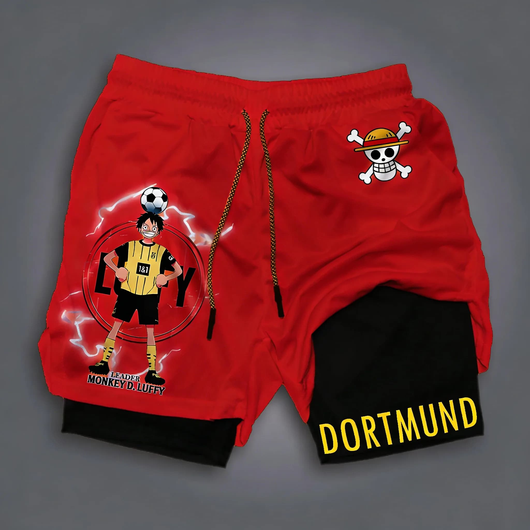 Sporty Shorts ONE PIECE Anime Luffy Printed 2026 New Men's and Women's Activities for Fast Drying 2-in-1 Double Layer
