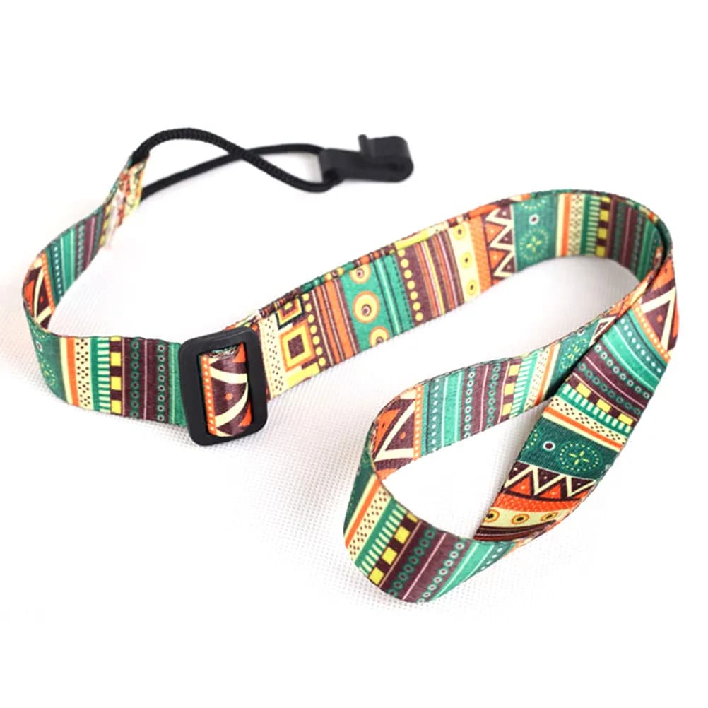 Tracolla per chitarra regolabile in nylon con motivo colorato, comoda per ukulele folk-style, accessorio per tracolla.