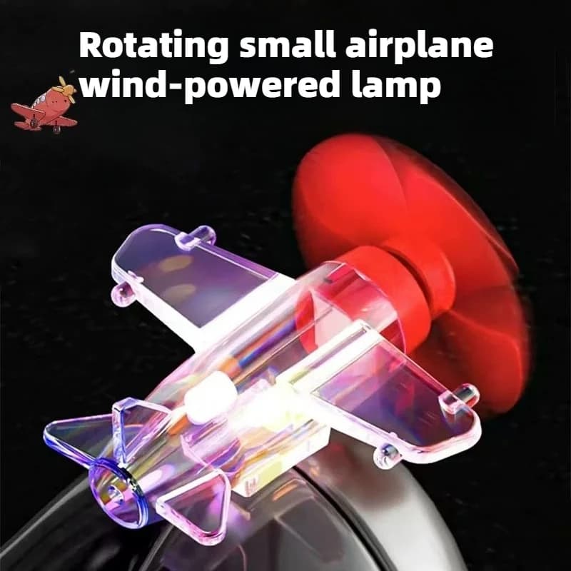 Rotating Airplane Wind Power Light Motorcycle Helmet Wind‑driven Glowing Warning Lamp Decorative Night Light for Bike Helmet