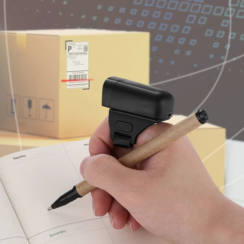 RUGLINE Scanner ad anello per dito wireless Bluetooth, lettore di codici a barre laser portatile CCD per iOS Android Windows