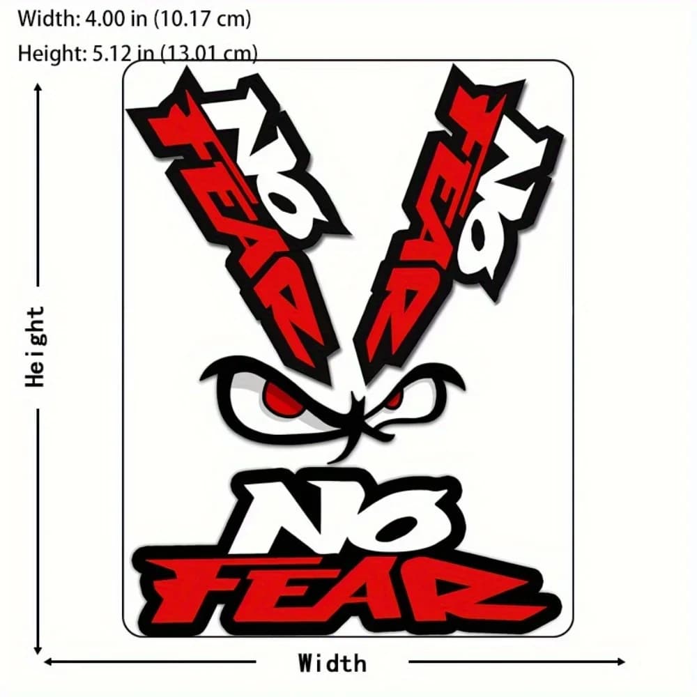 Adesivo in Vinile Impermeabile 'No Fear Angry Eyes' 4x5.12in Rosso e Nero per Auto, Moto, Casco, Bicicletta