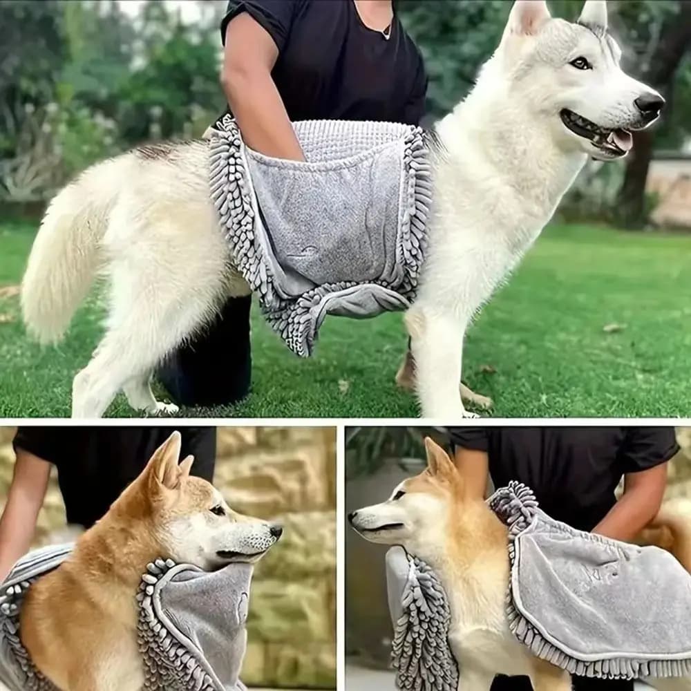 Dog Accessories Super Absorbent Pet Bath Towel Large Foldable Pet Bath Robe Soft Skin-Friendly Dog Bath Gloves For Cats Dogs