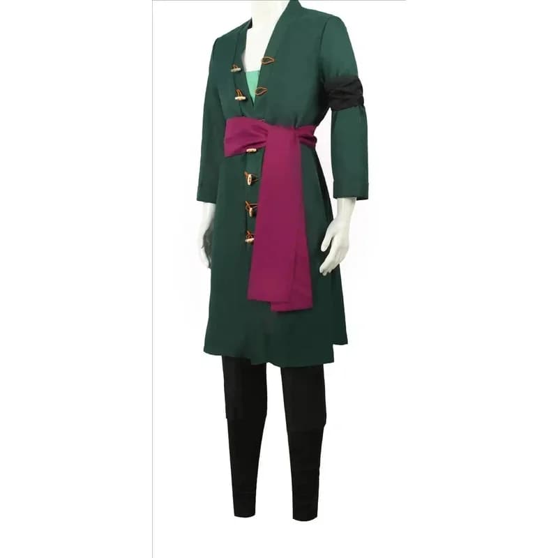 Anime Roronoa Cosplay Costume Uniform Green Coat Belt Pants Head Scarf Roronoa Zoro Wig Halloween Men