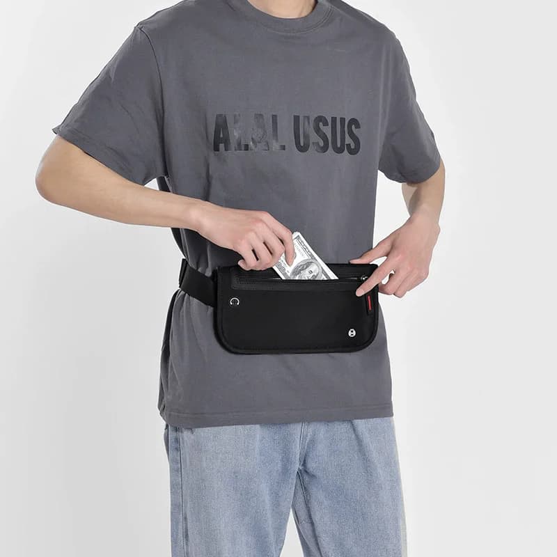 Invisible Hidden RFID Security Waist Belt Bag Waterproof Travel Passport Money Wallet For Sports Jogging