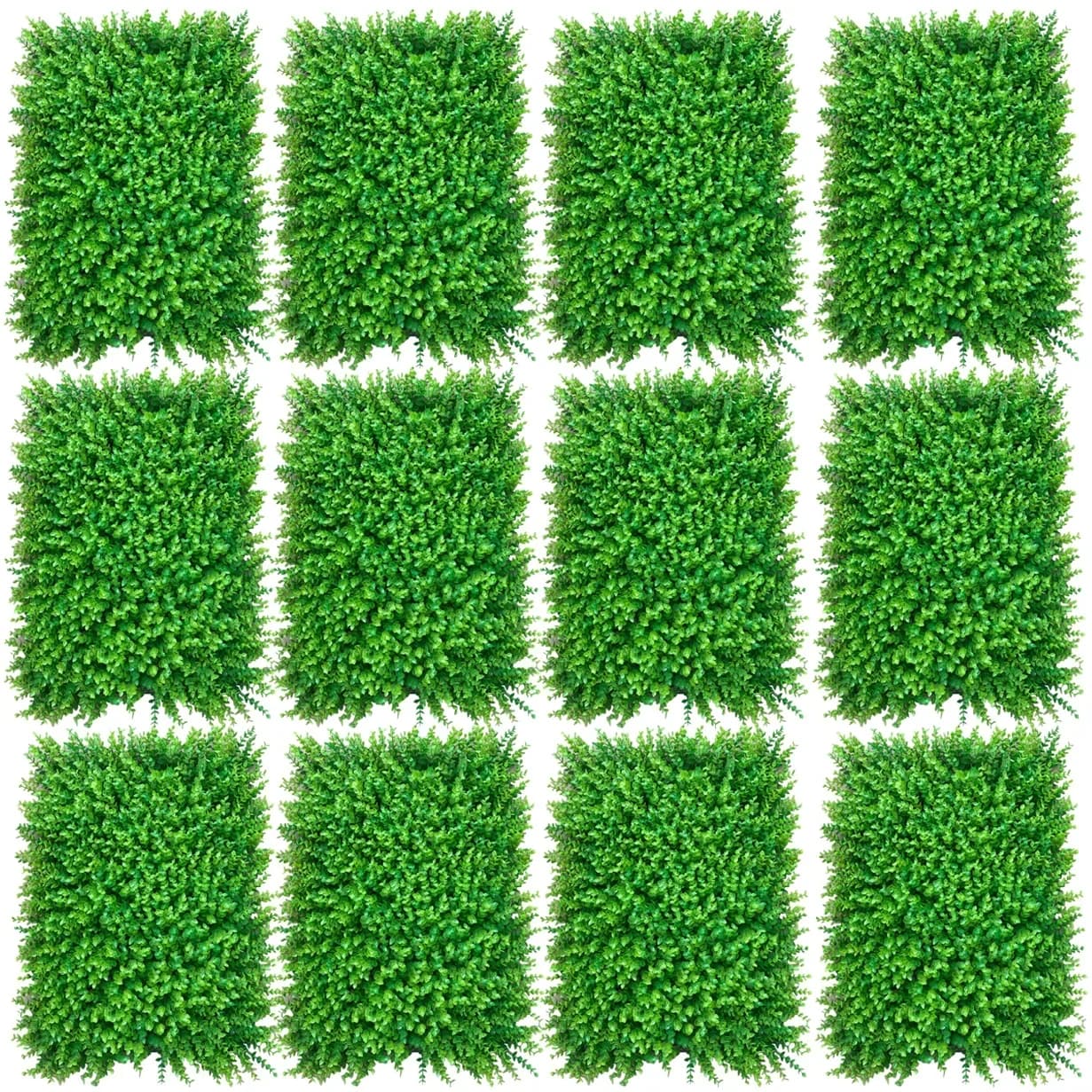 12 Pezzi di Foglie Artificiali Realistiche, Pannello Decorativo per Recinzione, Siepe Artificiale per Esterni