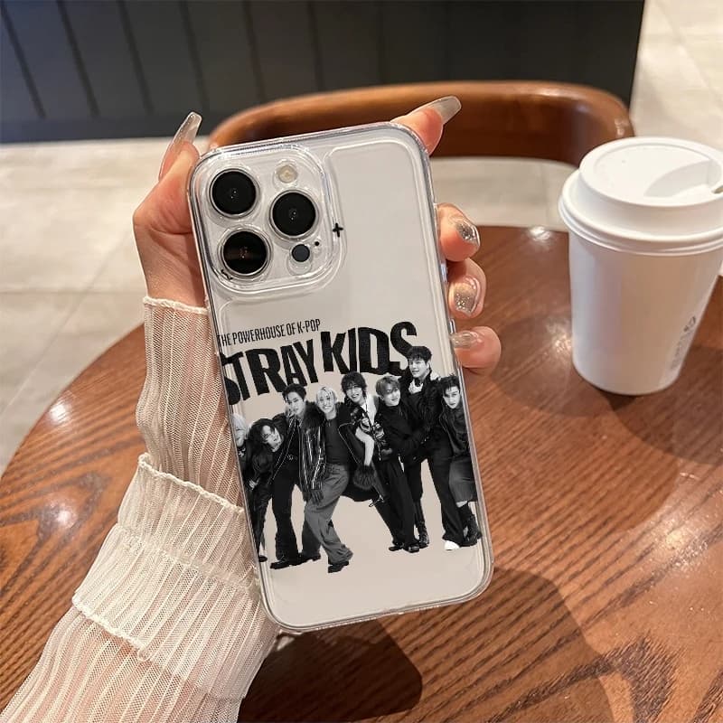 Custodia per telefono StrayKids in TPU trasparente antiurto per iPhone 17 Air 16E 16 15 14 13 12 11 Pro Max X Xs XR 8 7