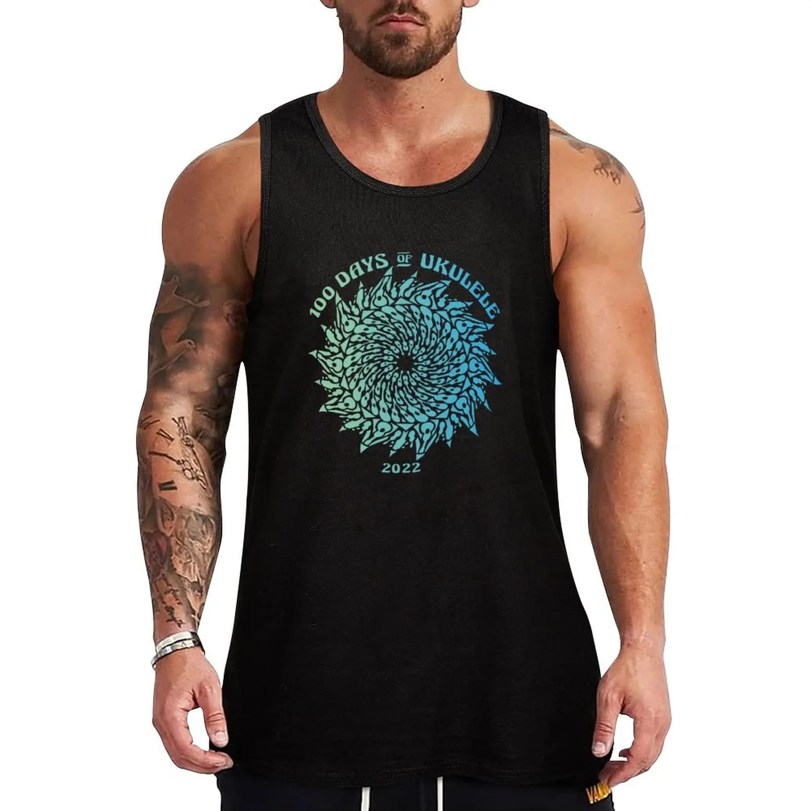 2022 Mandala 2: Light Gradient - 100 Days of Ukulele Tank Top Canotta senza restringimento in misto cotone casual senza maniche