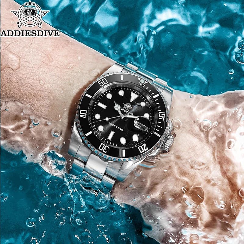 ADDIESDIVE Quartz Watch Miyota 2115 Movement 316 Stainless Steel 200M Waterproof BGW9 Luminous Ceramic Bezel Convex Glass Design