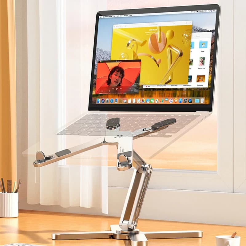 Supporto per Laptop pieghevole supporto per Tablet portatile da tavolo con rotazione di 360 ° supporto in lega di alluminio con dissipazione del calore