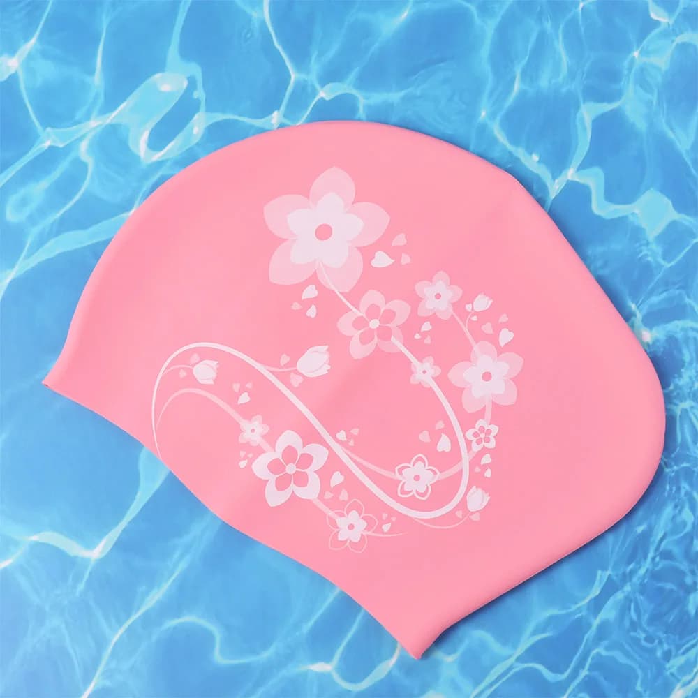 Professional swim cap with elastic flower, soft design and thick, 3D floral dive hat, professional snorkeling head, for shower