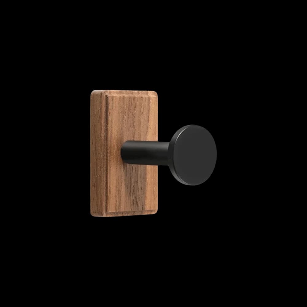 Gancio a ventosa senza foratura, autoadesivo, in legno massello, finitura noce, resistente, per bagno, portaoggetti da bagno