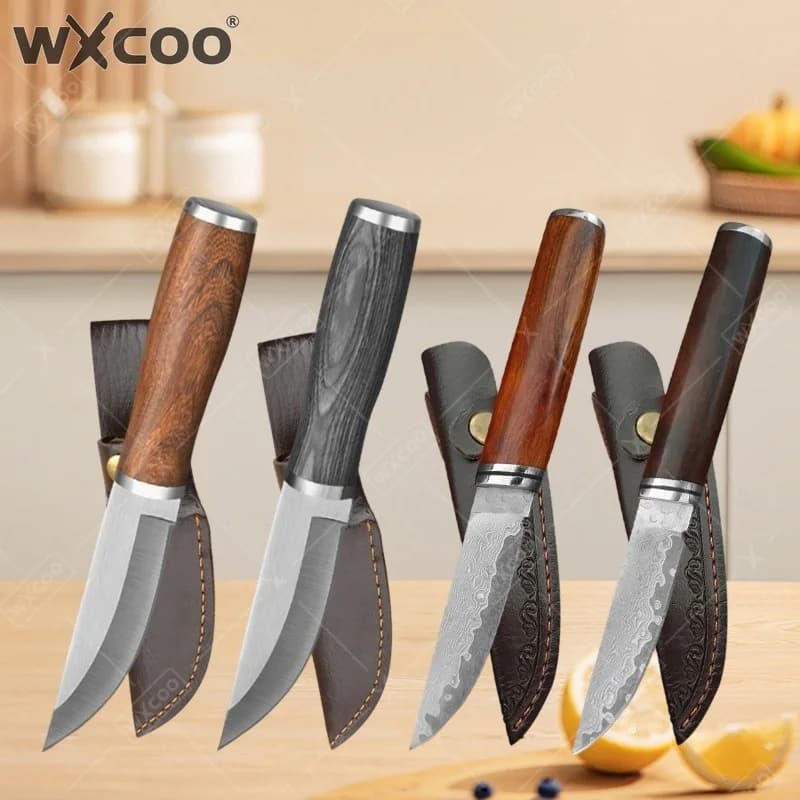 WXCOO Small Kitchen Knives Household Fruit Vegetable Knife Wooden Handle Meat Cleaver Steel BBQ Cooking Tools