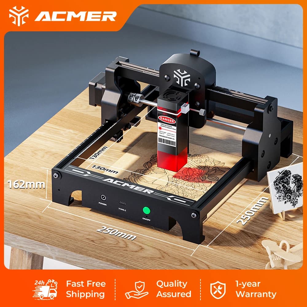 ACMER Mini S1 6W Portable Laser Engraver DIY Laser Engraving Cutting Machine Engrave Dog Tag Leather Wood Plastic Logo Marking