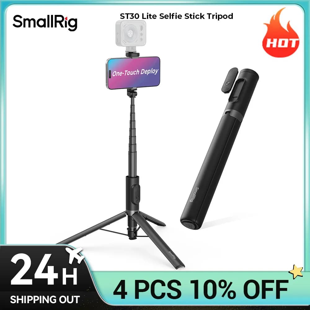 SmallRig Selfie Stick ST30 Lite Treppiede One-Touch Configurazione rapida e semplice da 31 a 147 cm Altezza regolabile per smartphone 5291