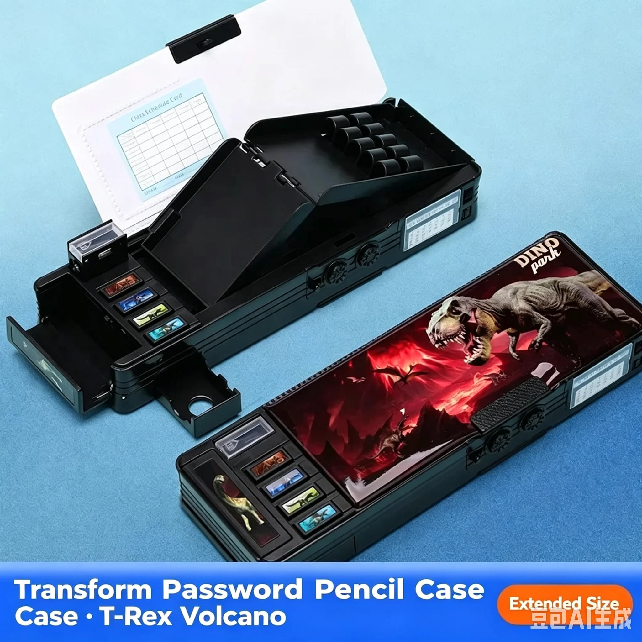 Password Lock Multi-function Button BoysGirls School Students Double-sided Large-capacity Pencil Case Deformation Stationery Box