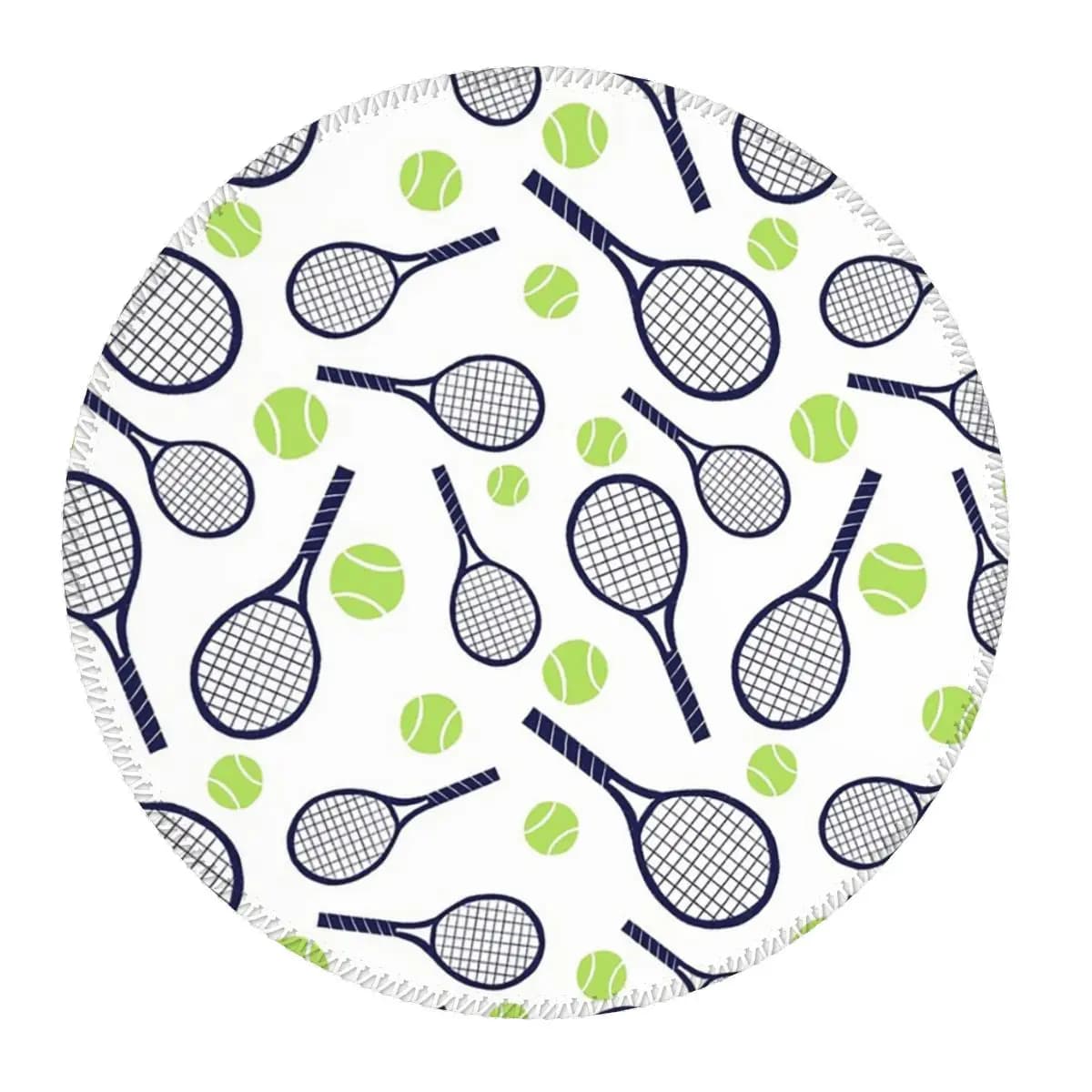 Tappetino per mouse rotondo con racchetta da tennis e palla, tappetino per tastiera e mouse per computer, tappetino da scrivania per laptop da gaming, tappetini da tavolo per ufficio