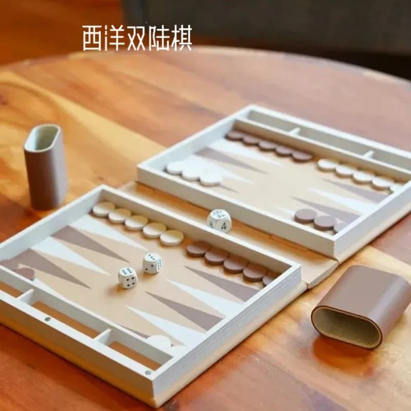 Mini Set da Backgammon Portatile Stile Libro | Design Pieghevole | Gioco da Tavolo Classico per Viaggi e Regali