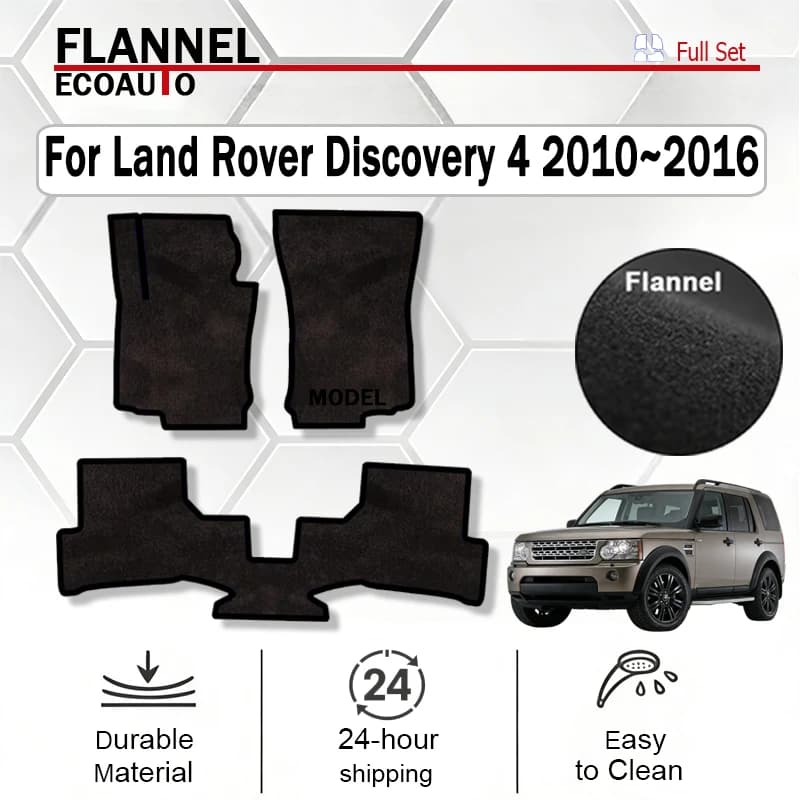 ECOAUTO flannel car mats for Land Rover Discovery 4 LR4 L319 2010~2016 7 seats, mats, mats, mat covers, black color
