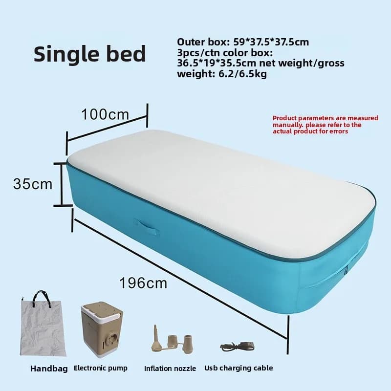 Self Inflating Raised Air Mattress One Button Thickened Outdoor Camping Tent Foldable Home Dorm Inflatable Bed Camping Travel
